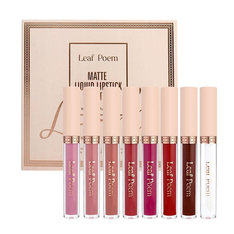 8-piece non-stick lip gloss set, matte liquid lipstick, long-lasting waterproof lip gloss set